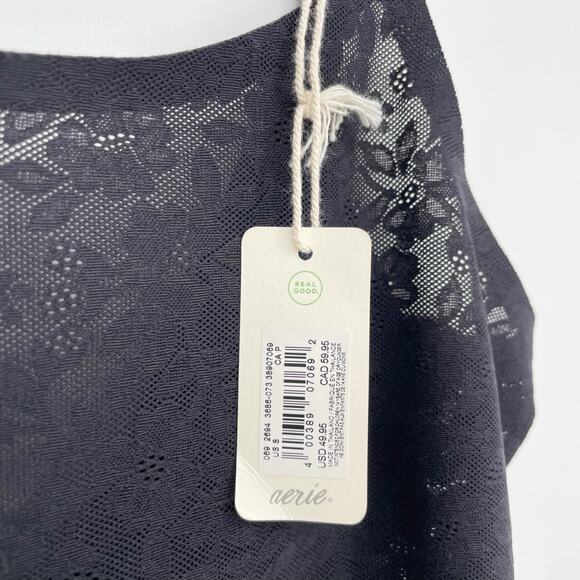 NEW Aerie Women's Smoothez Lace Bodycon Mini Dress Tank Adjustable Straps Black - Picture 10 of 10